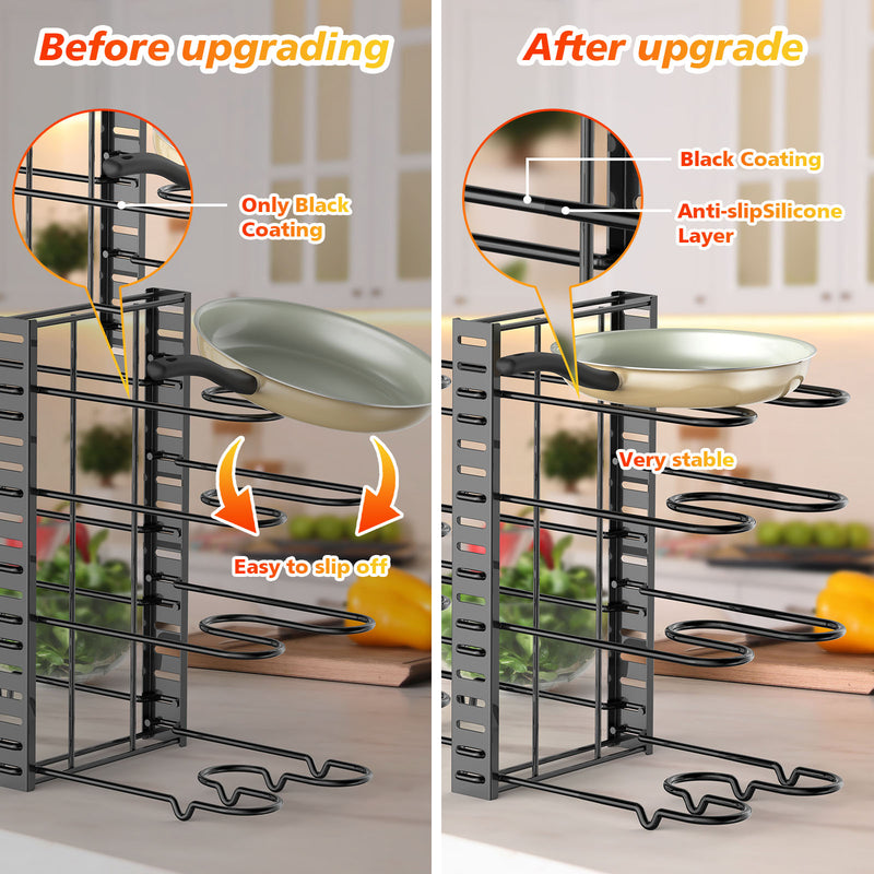 Pot And Pan Organizer, Pot Lid Holders & Pan Rack, Multiple DIY Methods, 8 Tier Pot Racks, Adjustable Kitchen Organization And Storage For Pots And Pans. - The Best Commerce