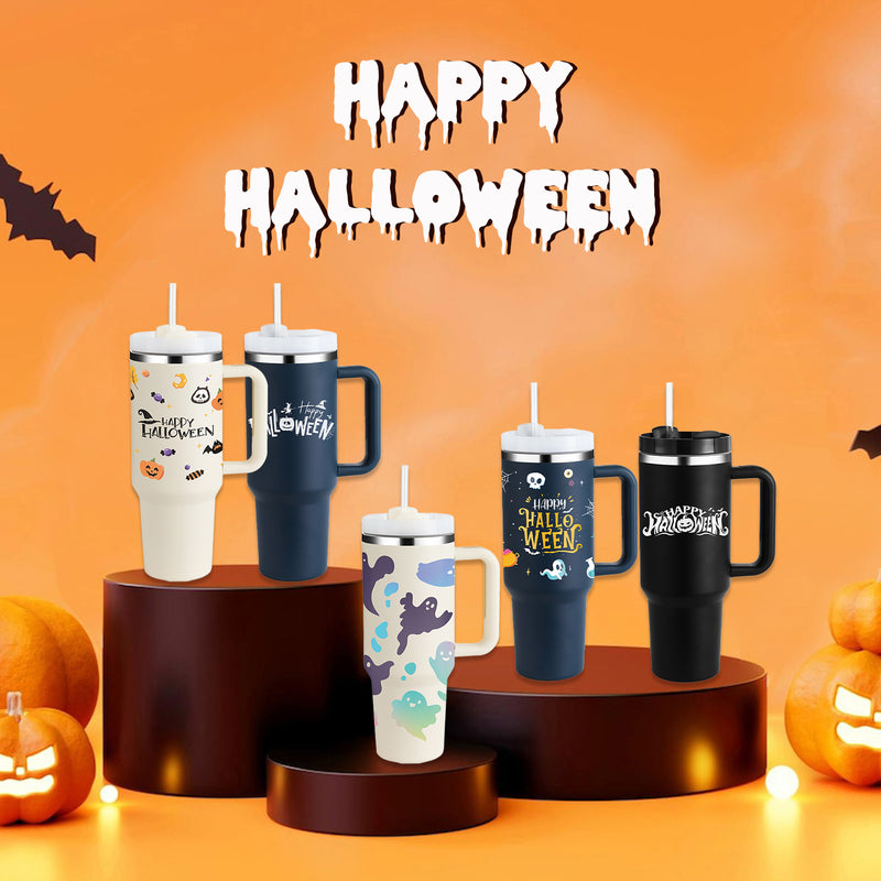 Halloween Thermal Mug 40oz Straw Coffee Insulation Cup With Handle Portable Car Stainless Steel Water Bottle LargeCapacity Travel BPA Free Thermal Mug - The Best Commerce