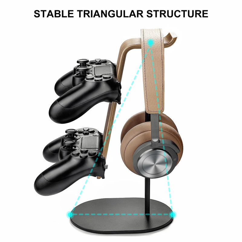 Universal Controller and Headset Stand, Aluminum Wood Gaming Controller & Headphone Holder for PS5 PS4 Xbox One Nintendo Switch - The Best Commerce