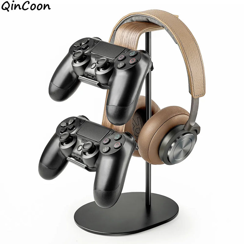 Universal Controller and Headset Stand, Aluminum Wood Gaming Controller & Headphone Holder for PS5 PS4 Xbox One Nintendo Switch - The Best Commerce