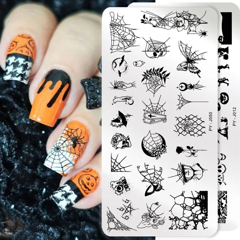 PICT YOU Halloween Nail Stamping Plates Snowflake Festival Pattern Nail Art Image Plates Nail Art Stencil Nail Template Plate - The Best Commerce