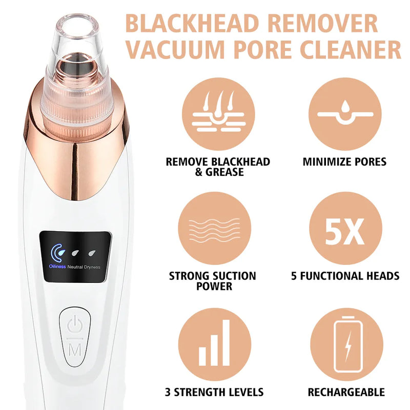 Electric Blackhead Remover Vacuum Acne Cleaner Black Spots Removal Facial Deep Cleansing Pore Cleaner Machine Skin Care Tools - The Best Commerce