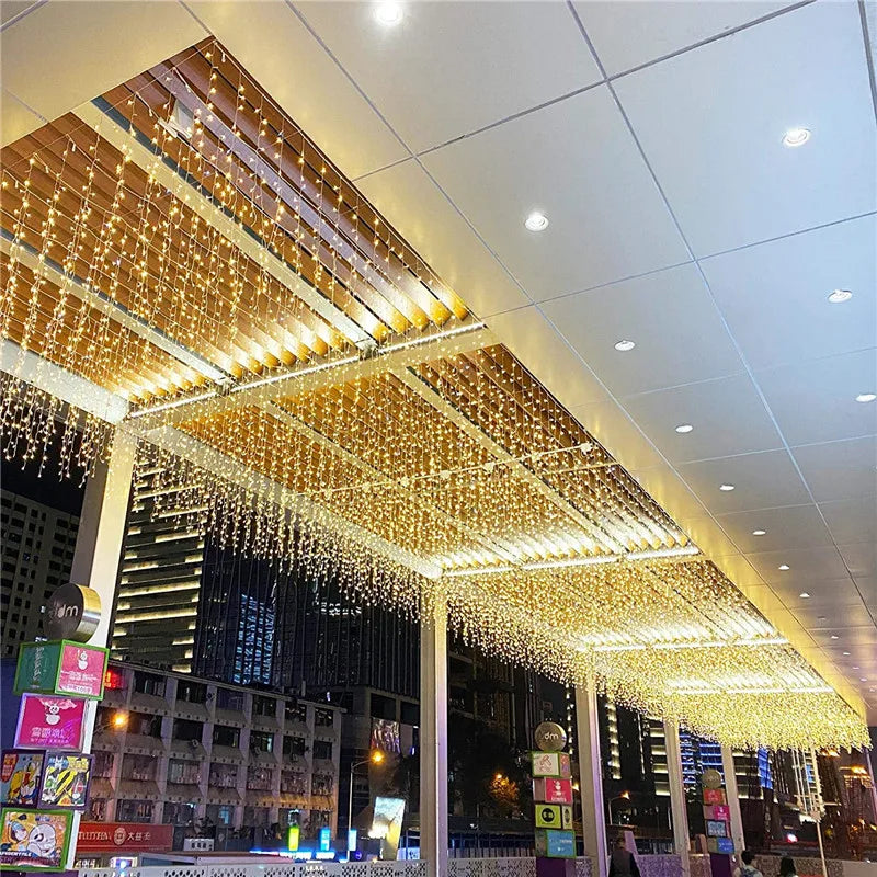 5M LED Curtain Icicle String Lights Christmas Garland Fairy Light Droop 0.4-0.6m Garden Street Eaves Outdoor Decorative Light - The Best Commerce