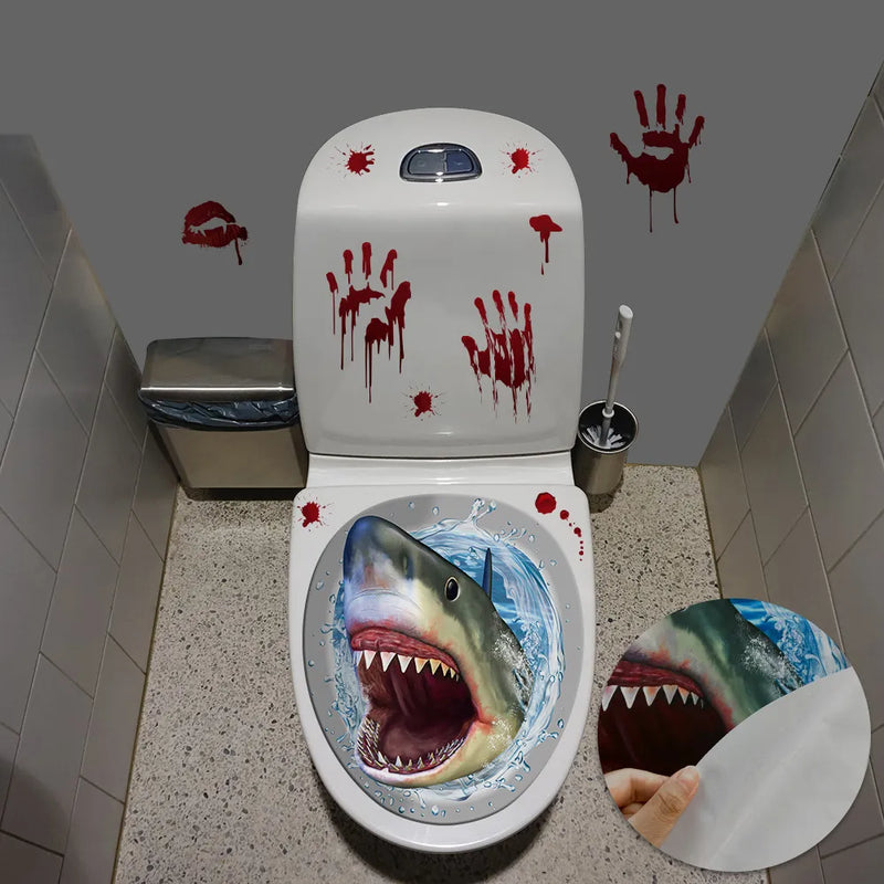 Halloween Skull Horror Toilet Seat Grabber Sticker Cover Spider Clown Blood Handprint Scary Horror Party Decoration Topper - The Best Commerce