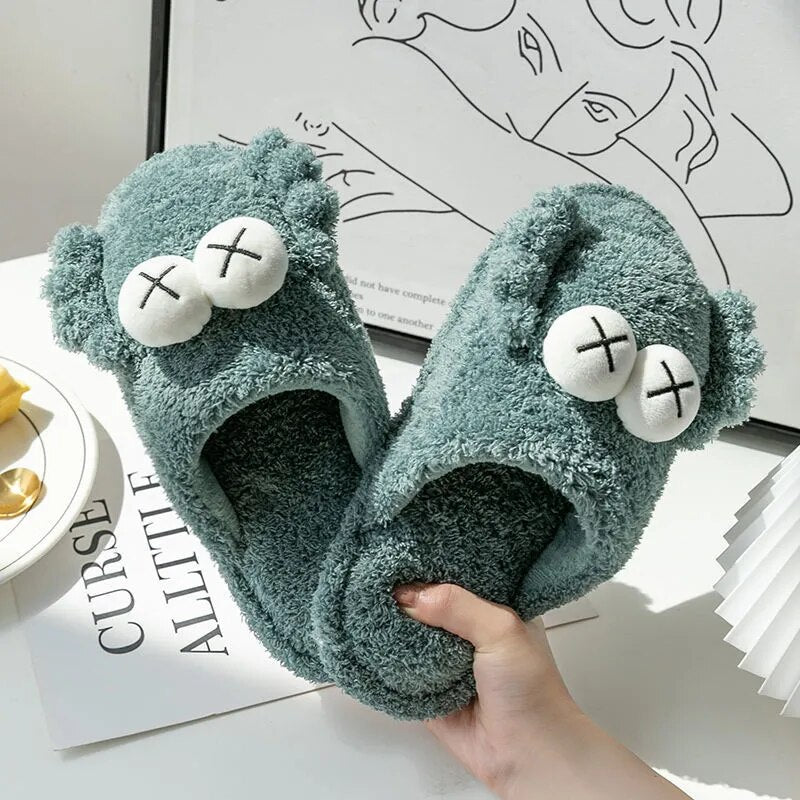 Topvivi house man slippers Winter Plush Indoor slippers Designer brand slides fur slippers women couple home shoes soft slippers - The Best Commerce