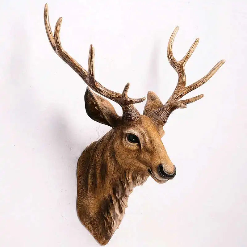 Faux Deer Head, Faux Taxidermy Animal Head Wall Decor Handmade Farmhouse Decor Resin Home Decoration Accessories Modern for Wall - The Best Commerce