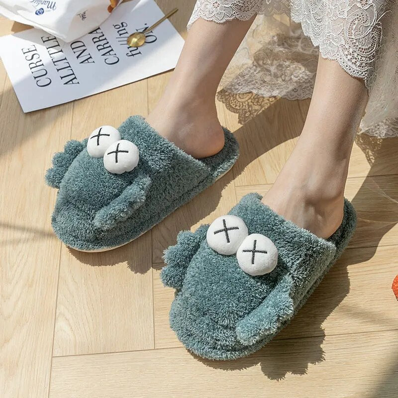 Topvivi house man slippers Winter Plush Indoor slippers Designer brand slides fur slippers women couple home shoes soft slippers - The Best Commerce