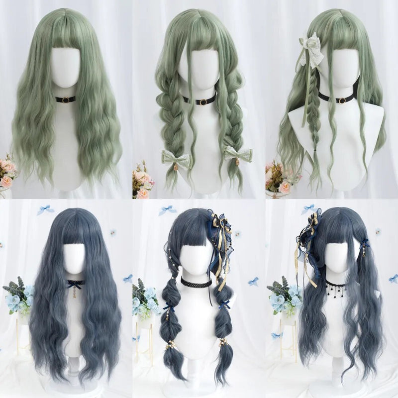 MSIWIGS Long Wavy Purple Cosplay Synthetic Wigs Lolita Halloween With Bangs for Women Party Dailly Heat Resistant Wig - The Best Commerce
