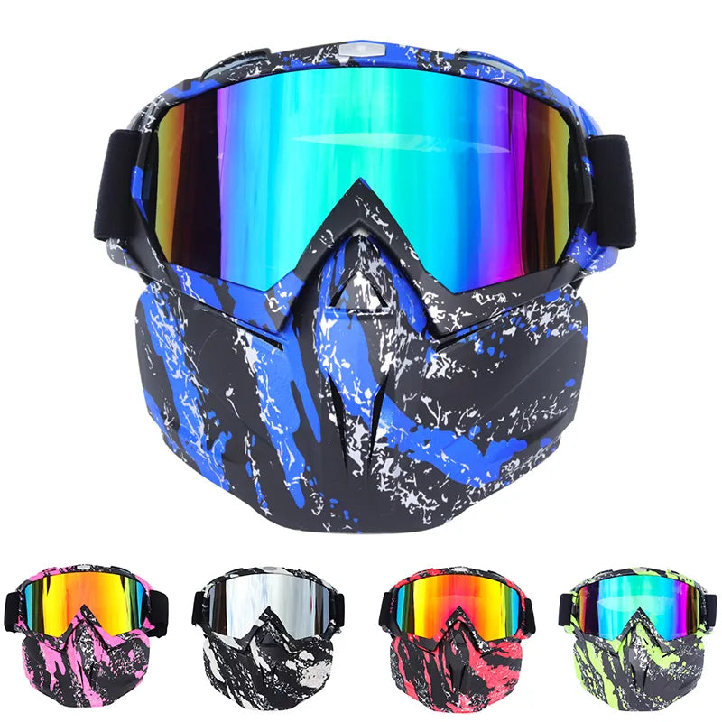 BOLLFO Ski Snowboard Glasses Snowmobile Skiing Goggles Windproof Skiing Glass Motocross Sunglasses with Mouth Filter Earware - The Best Commerce