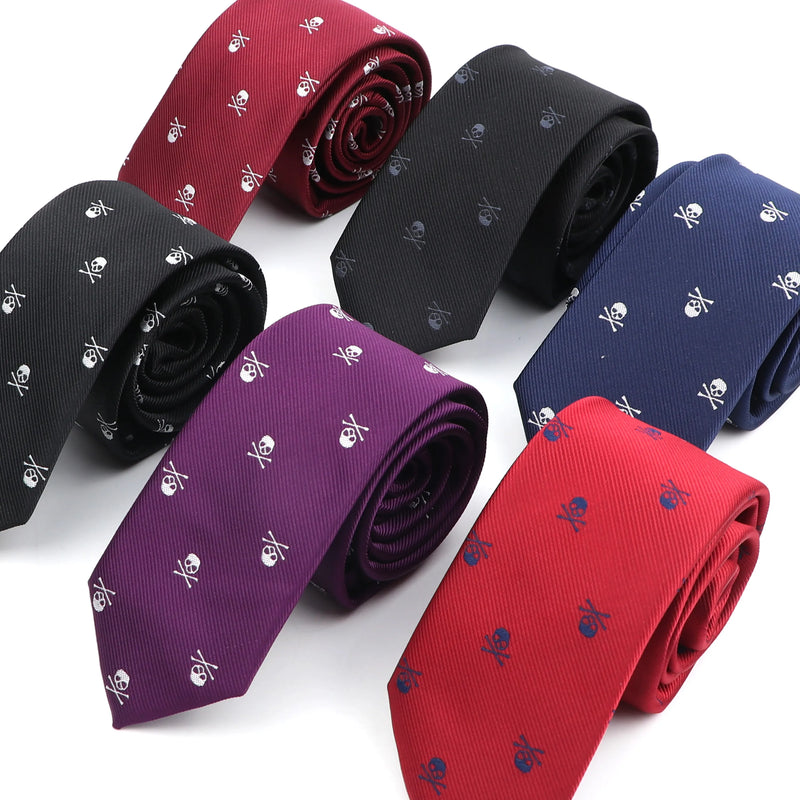 Skull Ties For Men New Casual Slim Classic Polyester Neckties Fashion Man Tie for Wedding Halloween Party Male tie Neckwear - The Best Commerce