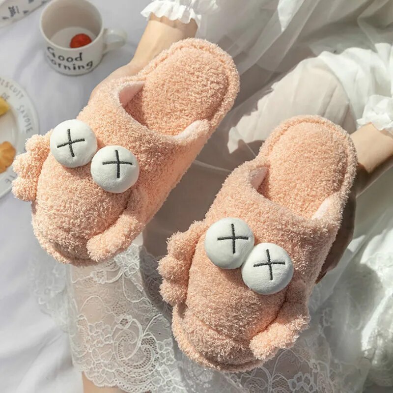 Topvivi house man slippers Winter Plush Indoor slippers Designer brand slides fur slippers women couple home shoes soft slippers - The Best Commerce