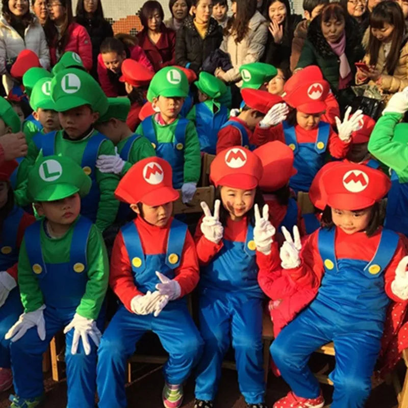 Child Anime Funny Halloween Costumes Super Mari Luigi Brother Costume Kids Fancy Cosplay Jumpsuit - The Best Commerce