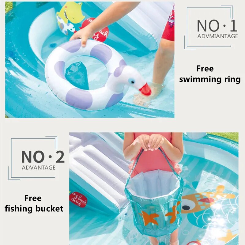 AddFun Float Swimming Pool Outdoor Inflatable Kids Adult Bathtub 201*170*84cm Summer Water Family Garden Swim Pool Party Supply - The Best Commerce