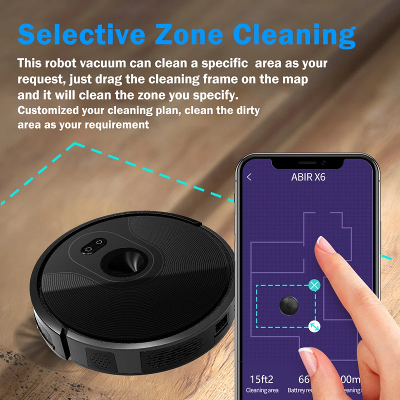 ABIR Robot Vacuum Cleaner X6,Smart Eye System, 6000PA Suction,APP NO-GO Line, Selective Zone Cleaning,Breakpoint Resume nok - The Best Commerce