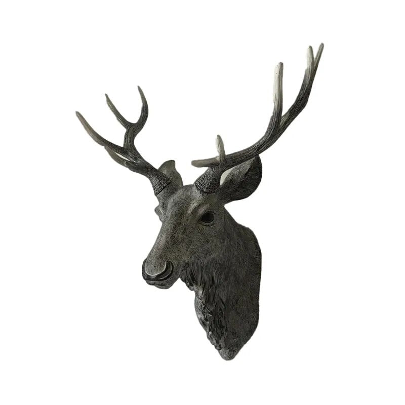 Faux Deer Head, Faux Taxidermy Animal Head Wall Decor Handmade Farmhouse Decor Resin Home Decoration Accessories Modern for Wall - The Best Commerce