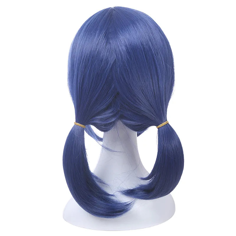 L-email wig Synthetic Hair Marinette Cosplay Wig Dark Blue Double Ponytails Straight Halloween Heat Resistant Women Wigs - The Best Commerce