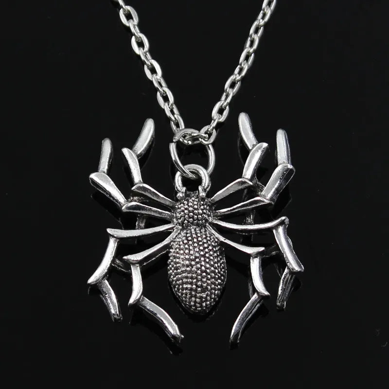 New Fashion Spider Halloween Pendants Round Cross Chain Short Long Mens Womens Silver Color Necklace Jewelry Gift - The Best Commerce