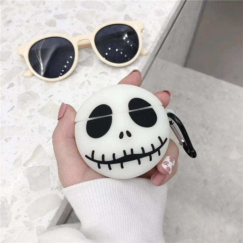 Halloween Funny Luminous Skull Ghost Wireless Bluetooth Charging Earphone Case For AirPods 1 2 3 Pro With Buckle Silicone Cover - The Best Commerce