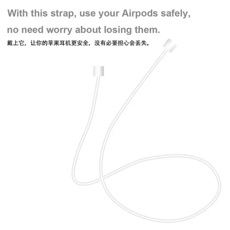 Portable Anti-loss Silicone Earphone Cord Holder 55/70 Cm Cable For Apple Iphone X 8 7 AirPods Wireless Earphone Neckband Cord - The Best Commerce