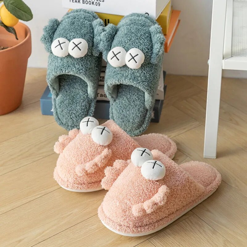 Topvivi house man slippers Winter Plush Indoor slippers Designer brand slides fur slippers women couple home shoes soft slippers - The Best Commerce