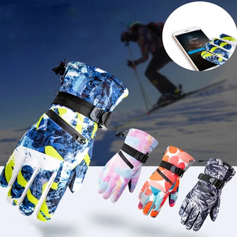 Winter Snowboard Ski Gloves PU Leather Non-slip Touch Screen Waterproof Motorcycle Cycling Fleece Warm Snow Gloves Unisex - The Best Commerce