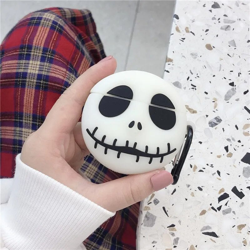 Halloween Funny Luminous Skull Ghost Wireless Bluetooth Charging Earphone Case For AirPods 1 2 3 Pro With Buckle Silicone Cover - The Best Commerce