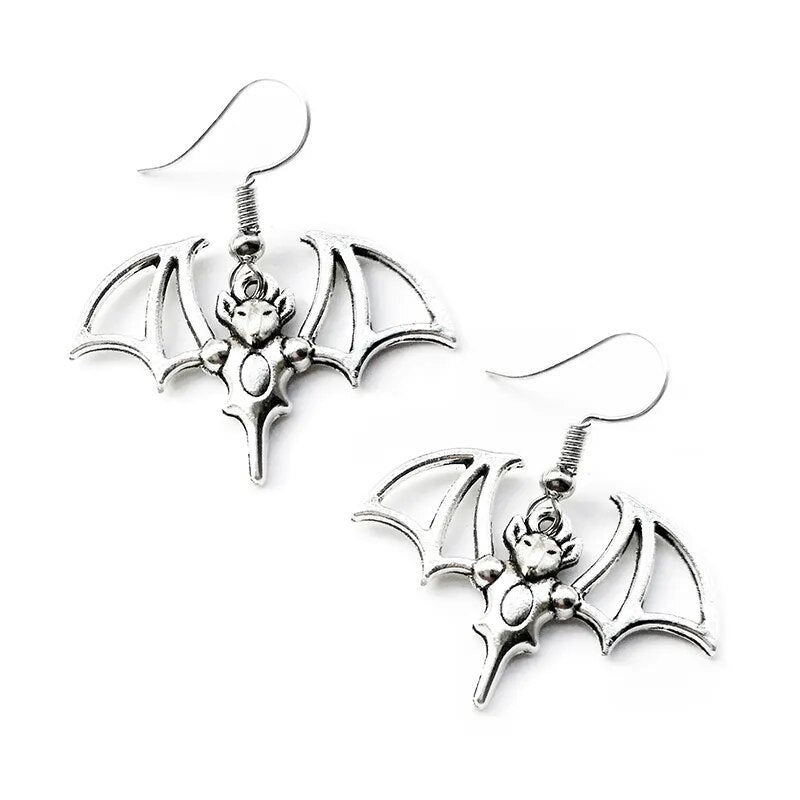 Earrings for Women Girls Drop Dangle Teens Charm Gift Party Simple Punk Cool Halloween Skull Cross Horror Skeleton Death Bat - The Best Commerce