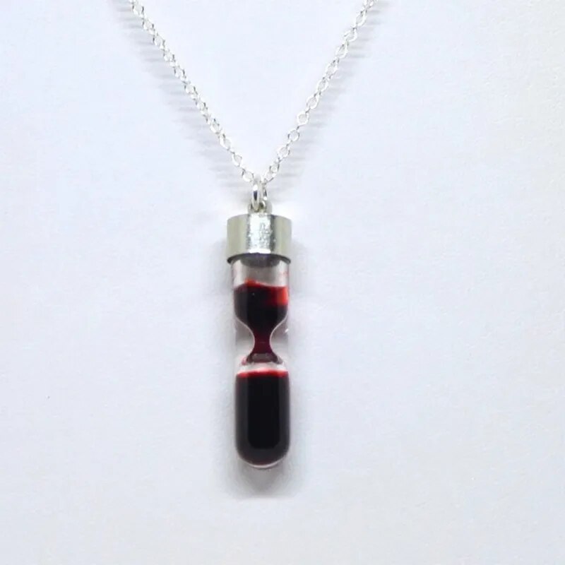 Vampire Tooth Shape Glass Fang Potion Blood Bottle Pendant Necklace, Fake Blood Bottle Gothic Dracula Jewelry, Halloween - The Best Commerce