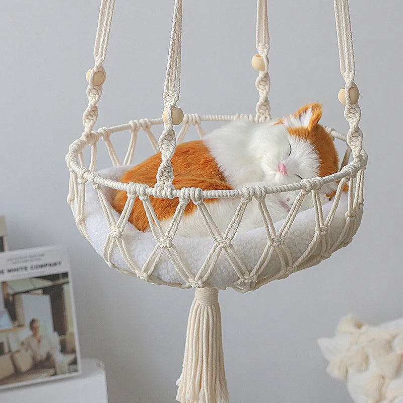 Cat Hammock Hanging Basket Swing Window Cute Pet Cat Hand-woven Cotton Rope Bed Kitten House Tent Pet Accessories - The Best Commerce