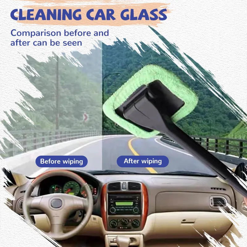 Car Window Cleaner Brush Kit Windshield Cleaning Wash Tool Inside Interior Auto Glass Wiper With Long Handle Car Accessories - The Best Commerce