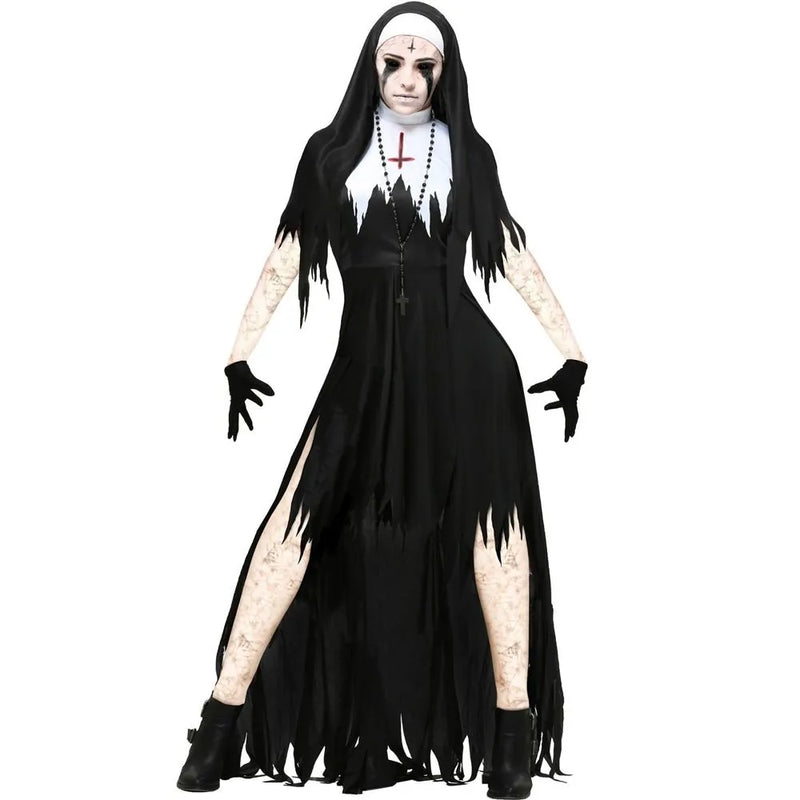 S-XL Halloween Costume The Demon Scary Sinful Sister Scary Costumes Long Robes Lady Spooktacular Bloody Nun Cosplay Fancy Dress - The Best Commerce