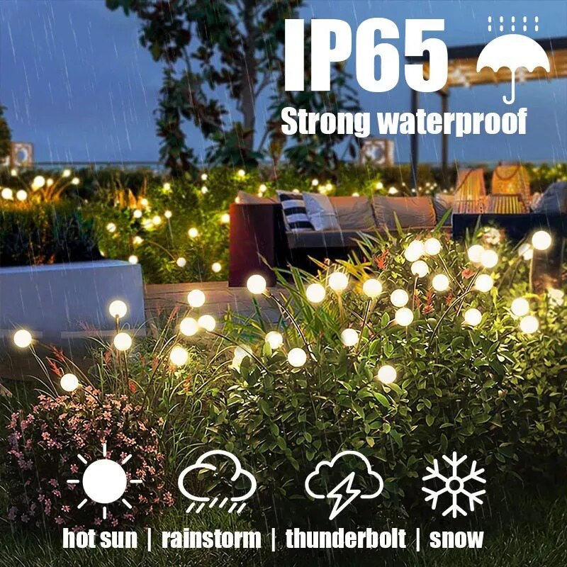 Outdoor Solar Firefly Lights Waterproof Garden Lamp Solar Garland Light Swaying For Home Courtyard Patio Pathway Lawn Decor Lamp - The Best Commerce