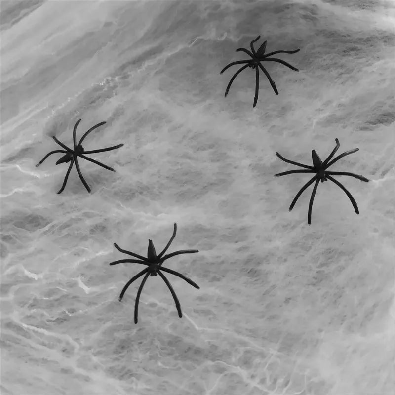 Halloween Costume Spider Webs with Fake Spiders Halloween Decorations Artificial Scary Party Scenes Decorate Scary House Props - The Best Commerce