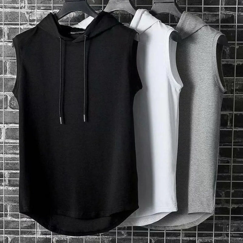 Ice Silk Summer Muscle Hoodie Vest Sleeveless Bodybuilding Gym Workout Fitness Shirt High Quality Vest Hip Hop Sweatshirt Tops - The Best Commerce