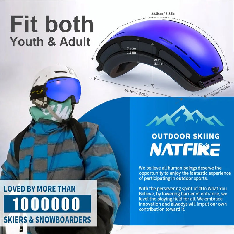 NATFIRE Ski Goggles Double Layers Anti-fog UV400 Snowboard Snow Goggles Snowmobile Glasses Eyewear Outdoor Sport Skiing Googles - The Best Commerce