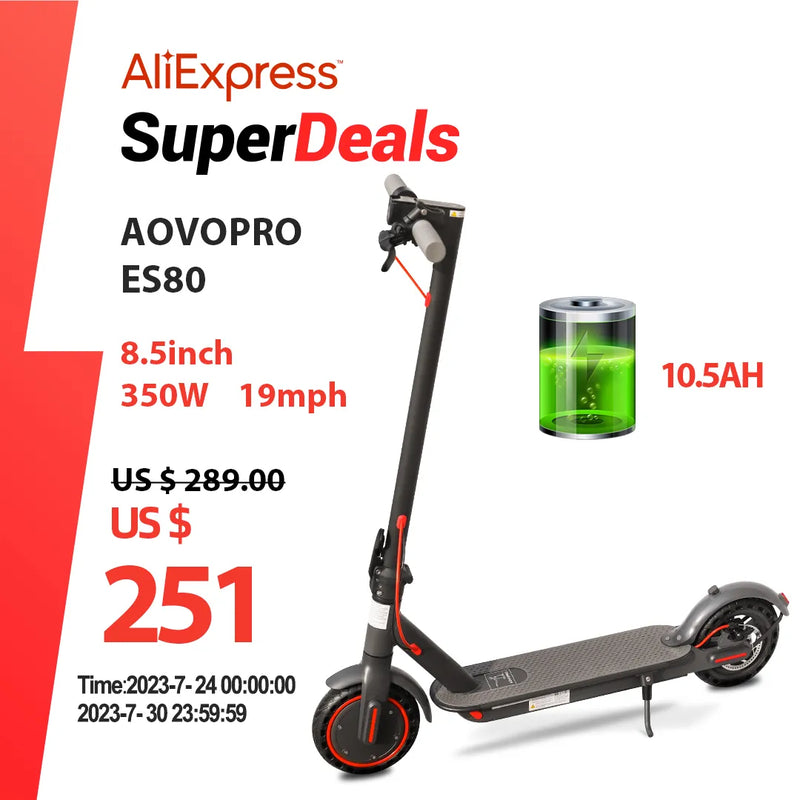 AOVOPRO ES80 M365 Electric Scooter 350W 31km/h APP Smart Adult Scooter Shock Absorption Anti-skid Folding Electric Scooter - The Best Commerce