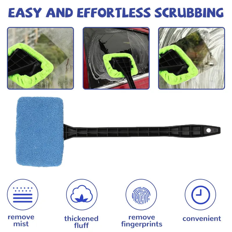 Car Window Cleaner Brush Kit Windshield Cleaning Wash Tool Inside Interior Auto Glass Wiper With Long Handle Car Accessories - The Best Commerce