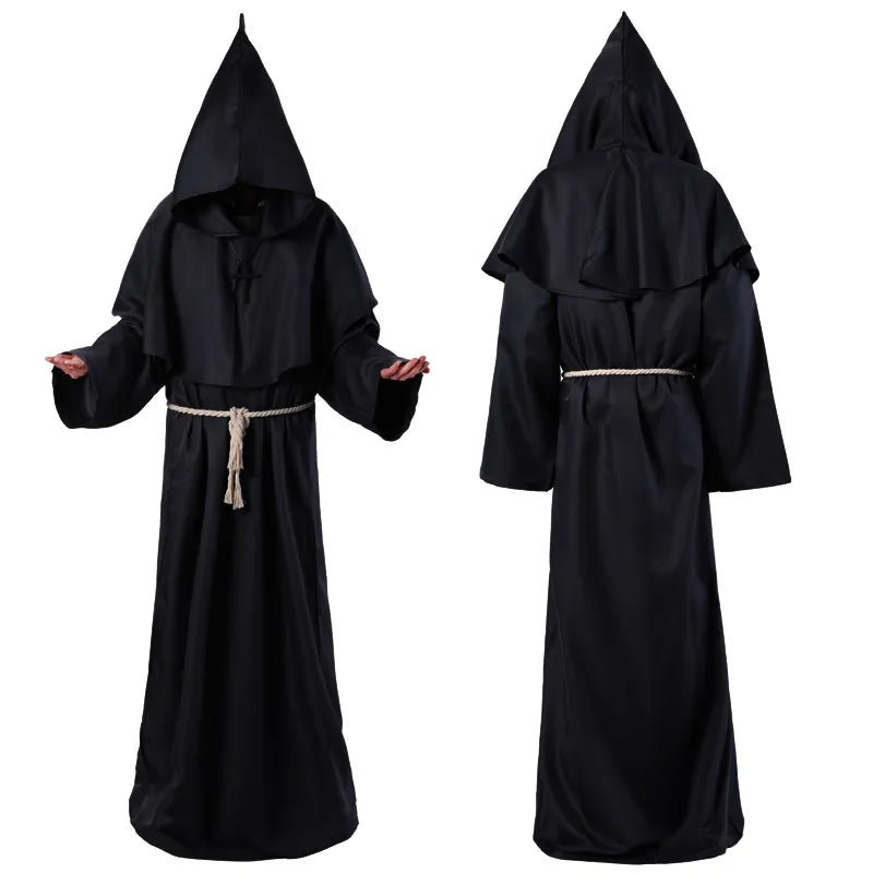 Halloween Medieval Christian Friar Priest Robes Witch Wizard Cloak Cape Party Death Ghost Vampire Devil Cosplay Costumes - The Best Commerce