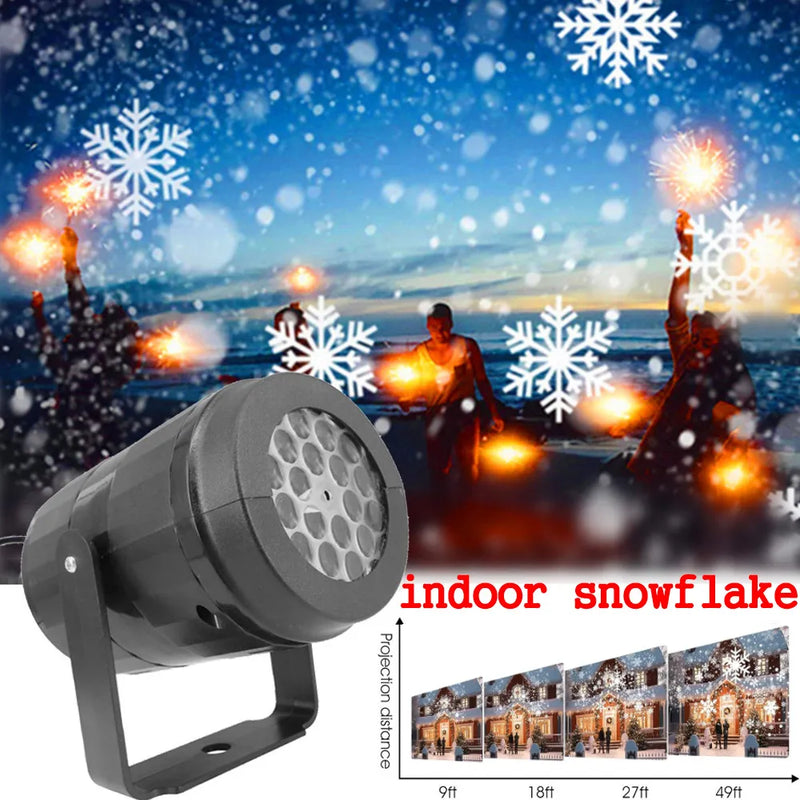 Christmas Snowflake Projector LED Fairy Lights for Bedroom Rotating Dynamic White Snow Projection Lamp Indoor New Year Ornaments - The Best Commerce