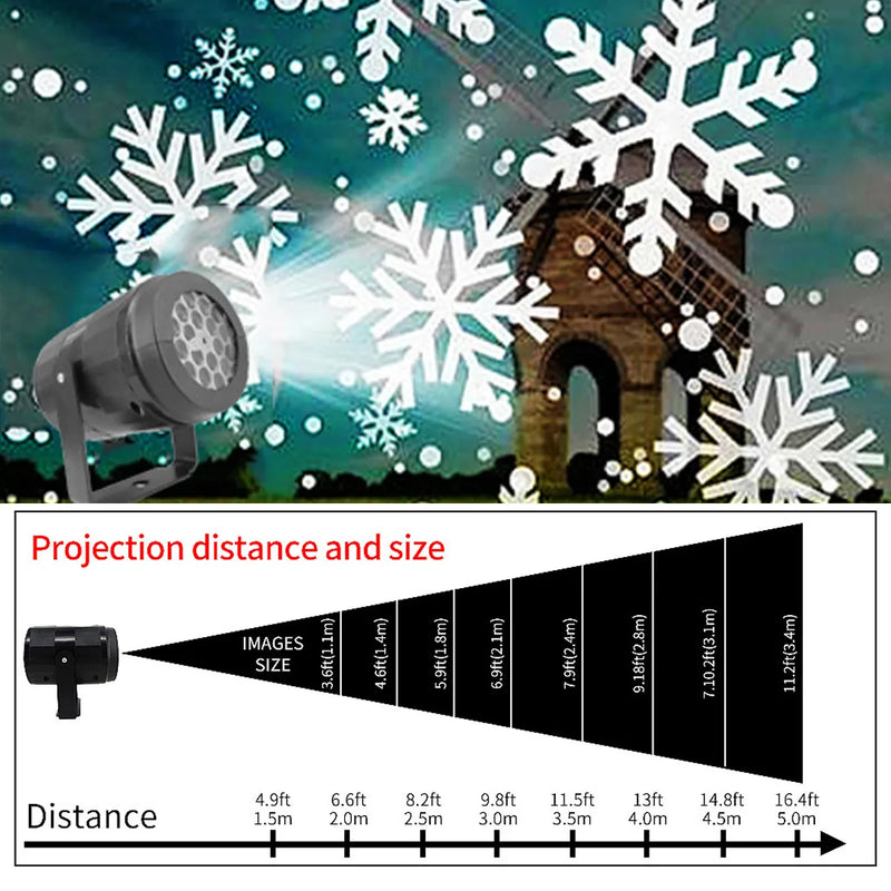 Christmas Snowflake Projector LED Fairy Lights for Bedroom Rotating Dynamic White Snow Projection Lamp Indoor New Year Ornaments - The Best Commerce