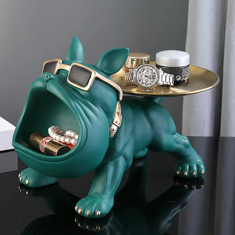 Resin Dog Statue Living Room Decor Dog Sculpture Table Tray Ornaments French Bulldog Figurine for Home Interior Desk Decoration - The Best Commerce