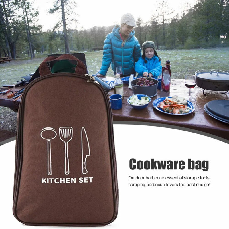 Outdoor Camping Cookware Storage Bag Cooking Utensil Organizer Kitchen Ware Container Bag Portable Picnic BBQ Tableware Pouch - The Best Commerce