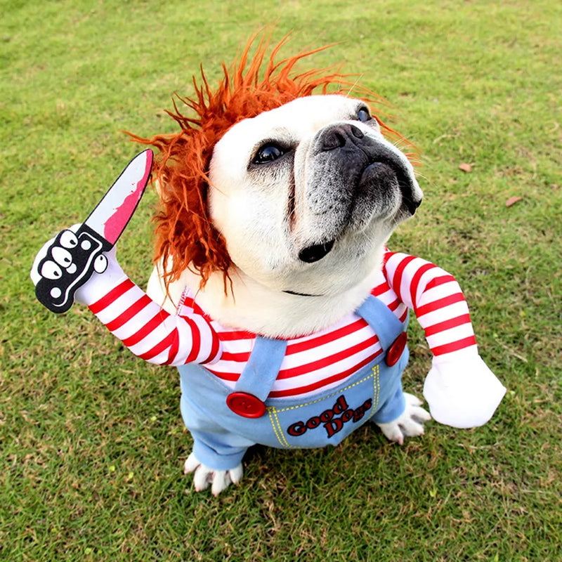 Pet Dog Halloween Clothes Dogs Holding a Knife Halloween Christmas Costume Funny Pet Cat Party Cosplay Apparel Clothing - The Best Commerce