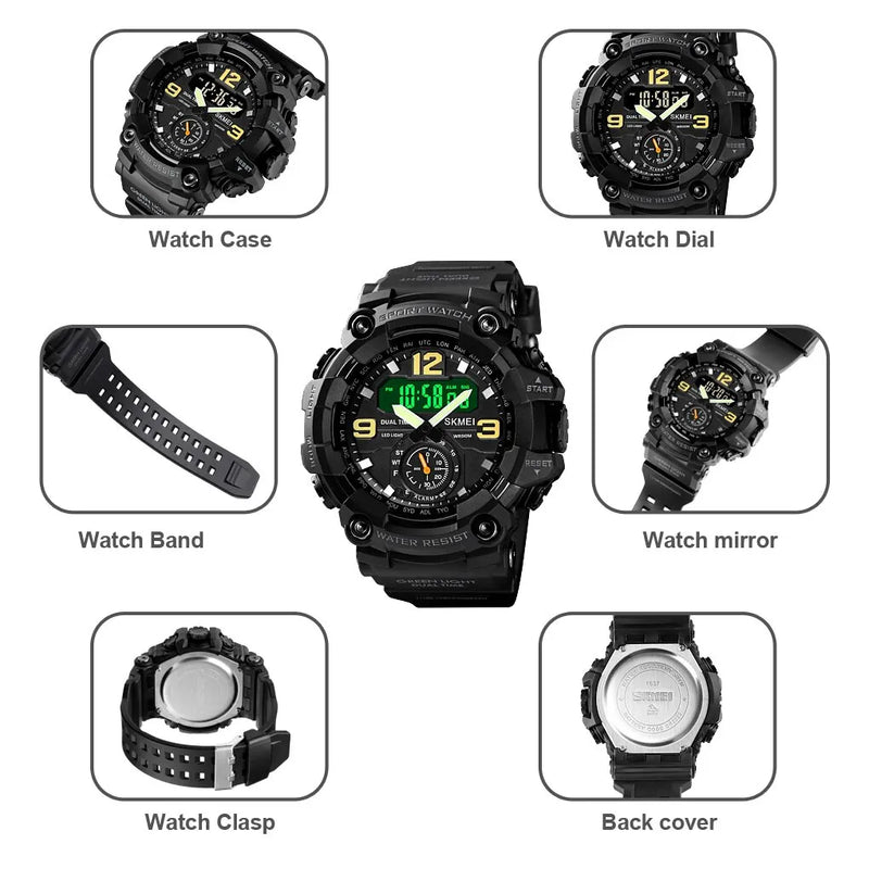 Skmei Multifunctional Chrono Digital Watches Mens Dual Movement 3 Time Sport Wristwatch Waterproof Electronic Clock Reloj Hombre - The Best Commerce