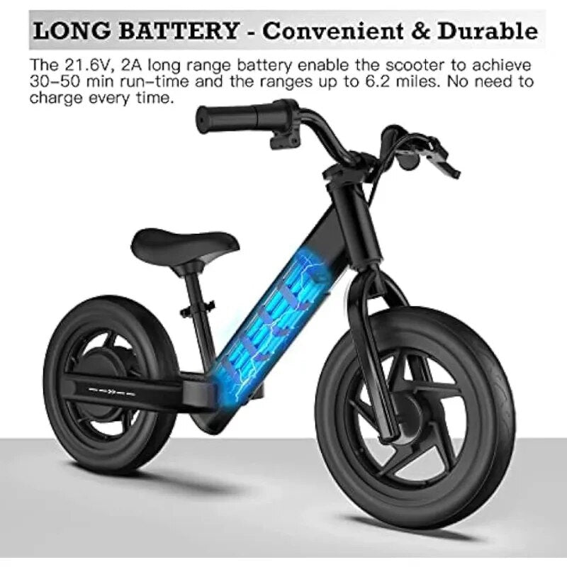 Hiboy Electric Bike for Kids Ages 3-5 Years Old, 24V 100W Electric Balance Bike with 12 inch Inflatable Tire and Adjustable Seat - The Best Commerce