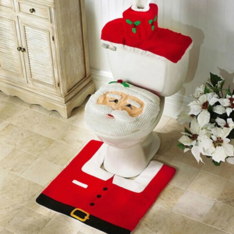New Cute Christmas Toilet Seat Covers Creative Santa Claus Bathroom Mat Xmas Supplies for Home New Year Navidad Gift Decor 2024 - The Best Commerce