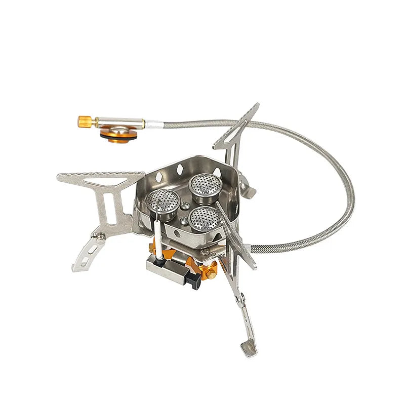 New Arrival Outdoor Portable Three Head Stove Camping Windproof Stove Camping Picnic Burner Outdoor Foldable Gas Stove - The Best Commerce