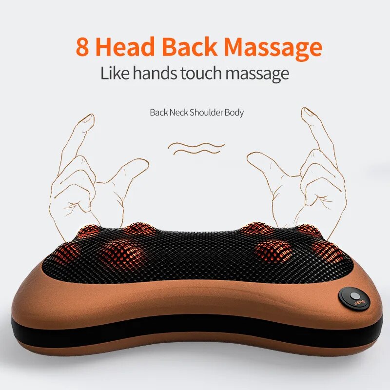Head Massager Car Home Cervical Shiatsu Massage Neck Back Waist Body Electric Multifunctional Massage Pillow Cushion - The Best Commerce