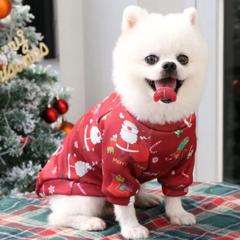 Christmas Dog Clothes Winter Warm Pet Coat Puppy Kitten Sweatshirt for Small Large Dogs Chihuahua Bulldog Cartoon Print Costumes - The Best Commerce