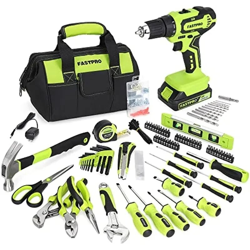 Toolbox for mechanics 232-Piece 20V Cordless Lithium-ion Drill Driver and Home Tool Set, Household Repairing Tool Kit with Drill - The Best Commerce